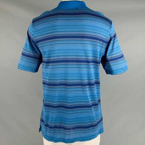 BUGATCHI UOMO Size L Blue Purple Pattern Cotton Buttoned Polo - Picture 4 of 8